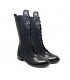 Γυναικείες δερμάτινες δετές μπότες Tessera® σε μαύρο χρώμα