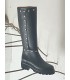 Γυναικείες μαύρες δερμάτινες μπότες με αποσπώμενο διακοσμητικό  by Tessera®