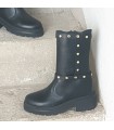 Γυναικείες μπότες 3/4 Tessera® σε μαύρο χρώμα, με αποσπώμενο διακοσμητικό.